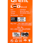 Qrent 26W Cool White LED Bulb B22 Base | Energy Saving Crystal White LED Light | 6 Months Warranty