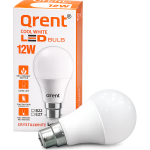 Qrent 12W Cool White LED Bulb B22 Base | Energy Saving LED Light | 100 lm/W | 6 Months Warranty