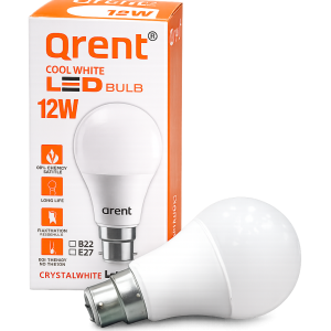Qrent 12W Cool White LED Bulb B22 Base | Energy Saving LED Light | 100 lm/W | 6 Months Warranty