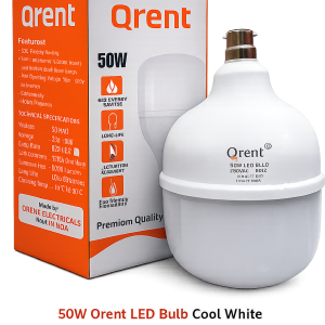 Qrent 50W Cool White LED Bulb B22 Base | High Brightness Energy Saving LED Light | 6500K Crystal White | 6 Months Warranty