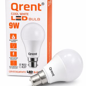 Qrent 9W Cool White LED Bulb B22 Base | Energy Saving Crystal White LED Light | 6 Months Warranty